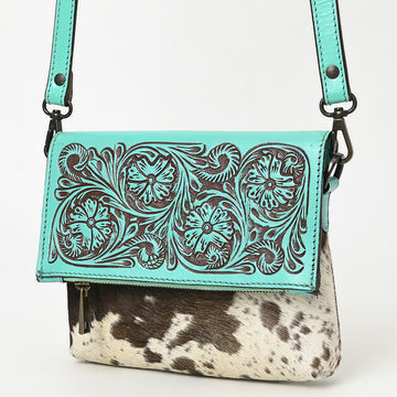 American Darling Cross Body Hand Tooled Hair on-Genuine Leather Western Women Bag Handbag Purse | Crossbody